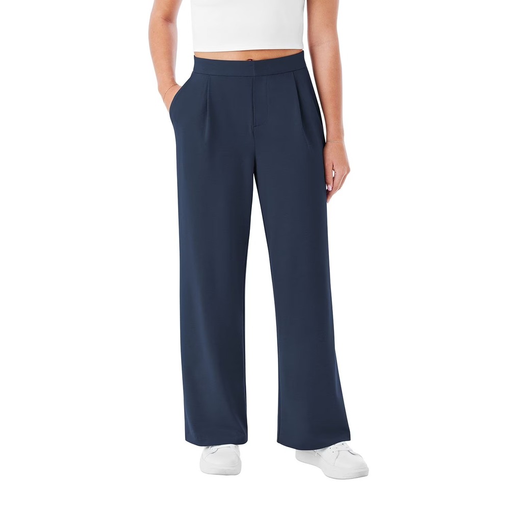 Member's Mark Women's Modern Wide Leg Trouser Blue XL High Waisted Relaxed Fit